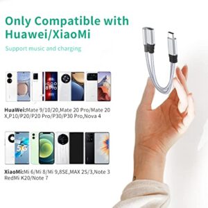 Only for Huawei/XiaoMi,2-in-1 USB C to 3.5mm Headphone Splitter and Charger Adapter Cable Cord,13CM/5inch Type C to 3.5mm Headphone Jack and Audio Adapter for Huawei Mate 9/10/20,P10/20,XiaoMi 6/8/9