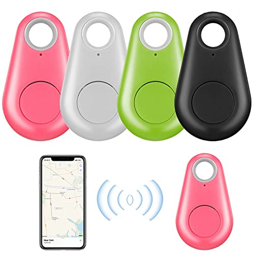 Smart GPS Tracker 4 Packs Water Droplets Shape Multicolor Wireless Key Finder Locator Mini GPS Tracker Anti Lost Alarm Sensor Device Remote Finder Item Finders for Kids Phone Car Wallet Luggage Pet