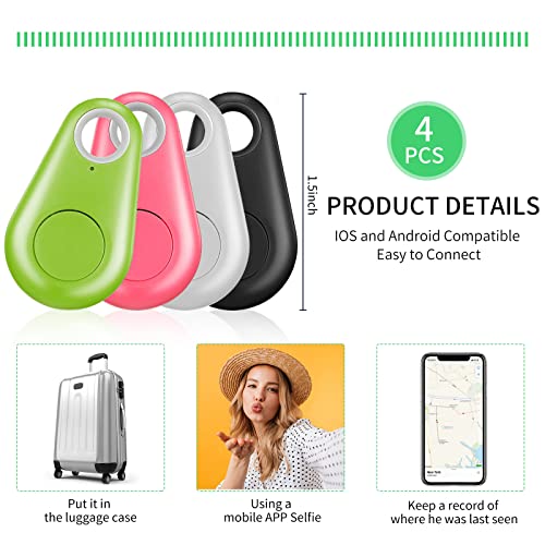 Smart GPS Tracker 4 Packs Water Droplets Shape Multicolor Wireless Key Finder Locator Mini GPS Tracker Anti Lost Alarm Sensor Device Remote Finder Item Finders for Kids Phone Car Wallet Luggage Pet