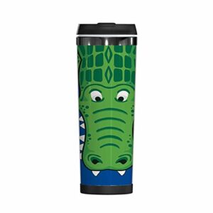 wondertify alligator coffee cup cute cartoon crocodile coffee mug stainless steel bottle double walled thermo travel water metal canteen green blue white