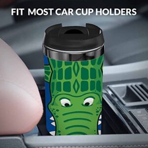 WONDERTIFY Alligator Coffee Cup Cute Cartoon Crocodile Coffee Mug Stainless Steel Bottle Double Walled Thermo Travel Water Metal Canteen Green Blue White