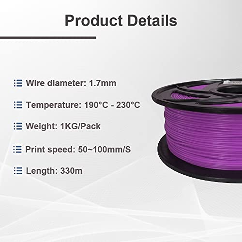 Everyglow Glow in The Dark 3D Printer Filament, 1.75mm PLA Filament Fits for Most FDM Printers 1KG (2.2 LBS) Spool Dimensional Accuracy +/- 0.03 mm (Glow Purple)