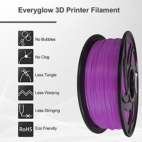 Everyglow Glow in The Dark 3D Printer Filament, 1.75mm PLA Filament Fits for Most FDM Printers 1KG (2.2 LBS) Spool Dimensional Accuracy +/- 0.03 mm (Glow Purple)