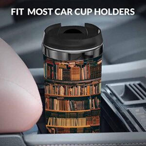 WONDERTIFY Library Coffee Cup Book Case Bookshelf Bookworm Decor Coffee Mug Stainless Steel Bottle Double Walled Thermo Travel Water Metal Canteen