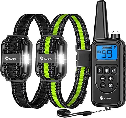 Dog Training Collar with 7 Training Modes, 2600Ft Remote Electronic Dog Shock Collar, Electric Shock Collar for Small Medium Large Dogs (Black Green)