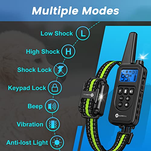 Dog Training Collar with 7 Training Modes, 2600Ft Remote Electronic Dog Shock Collar, Electric Shock Collar for Small Medium Large Dogs (Black Green)