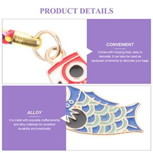 Veemoon 2pcs Cell Phone Charms Chain Japanese Koinobori Carp Streamer Hanging Pendant Phone Lanyard Cell Phone Strap for Phones ID Badge Bags Decor