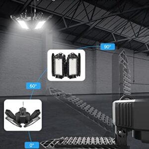 LED Garage Light, 185W 18500LM Plug in LED Shop Light, Linkable Garage Light with Plug Deformable 6 Panels, 6500K LED Garage Ceiling Lights for Garage, Warehouse, Barn, Basement Built-in ON/Off