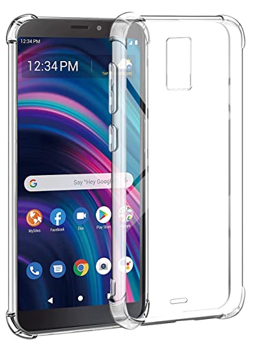 YJROP for BLU View 3 Case with Tempered Glass Screen Protector Transparent Silicone Bumpers Anti-Scratch Shockproof Protective Crystal Clear Phone Case Cover for BLU View 3 B140DL (Clear)