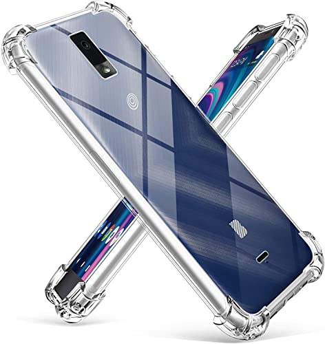 YJROP for BLU View 3 Case with Tempered Glass Screen Protector Transparent Silicone Bumpers Anti-Scratch Shockproof Protective Crystal Clear Phone Case Cover for BLU View 3 B140DL (Clear)