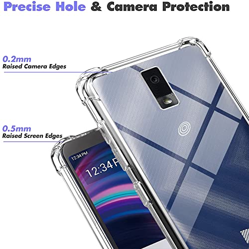 YJROP for BLU View 3 Case with Tempered Glass Screen Protector Transparent Silicone Bumpers Anti-Scratch Shockproof Protective Crystal Clear Phone Case Cover for BLU View 3 B140DL (Clear)