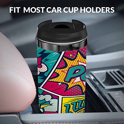 WONDERTIFY Pop Art Comic Shout Coffee Cup Graphic Balloon Bubble Exploding Splash Coffee Mug Stainless Steel Bottle Double Walled Thermo Travel Water Metal Canteen