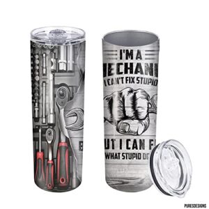 Mechanic Tools Box Motivational Car Love Funny Tumbler Cup Best Gift For Mens, Dad, Plumber Handyman - Double Wall Vacuum Thermos Insulated Travel Coffee Mug 20oz With Lid