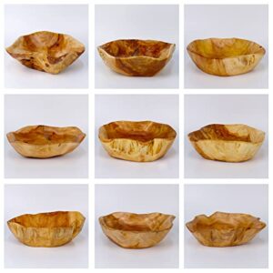 DeziWood Wooden Bowls for Decor, Natural Handmade Root Carved Decorative Farmhouse Wooden Fruit Bowls, Large Decoration Wood Bowl for Nut Key Jewelry Display (12"-14")