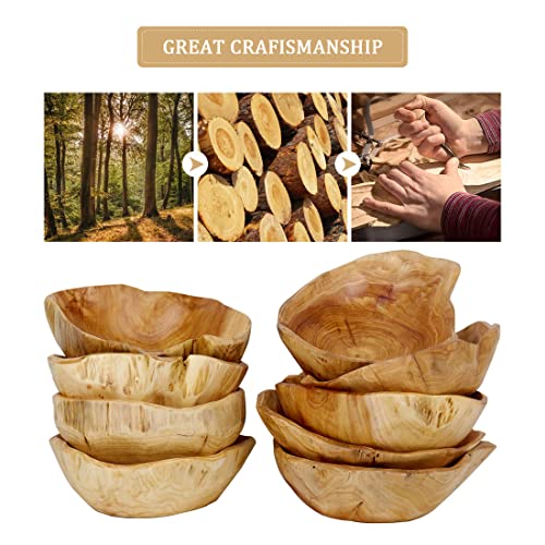 DeziWood Wooden Bowls for Decor, Natural Handmade Root Carved Decorative Farmhouse Wooden Fruit Bowls, Large Decoration Wood Bowl for Nut Key Jewelry Display (12"-14")