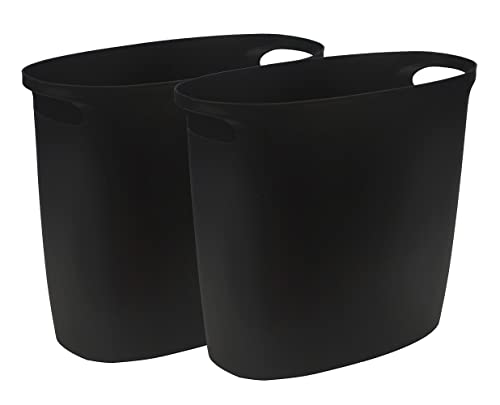 Diyalor 2.6 Gallon Small Trash Can with Handle,Durable Bathroom Wastebasket Garbage Can (Pack of 2, Black)