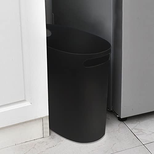 Diyalor 2.6 Gallon Small Trash Can with Handle,Durable Bathroom Wastebasket Garbage Can (Pack of 2, Black)