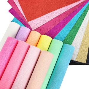 ZAIONE Glitter Faux Leather Sheets: Glitter Solid Colors Leather Sheets,20Pcs 8x6 Inch A5 Mixed Bundle Leather,Black Pink Leather Synthetic for Bows Earrings Crafts