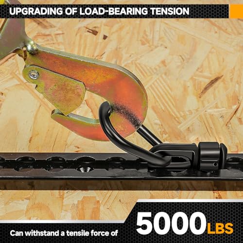  L-Track Double Stud Tie Down Fitting with  Pear Link | Used with L Track Rail for Truck Bed,Trailer Cargo Control,Pickup,RV,ATV,Bearing 5000 LBS Heavy Duty Steel (Pack of 6 Black)