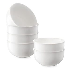 dowan ceramic soup bowls, 32 ounces cereal bowl set for 6, porcelain salad bowls for kitchen, white bowls for cereal soup ramen pasta salad oatmeal, dishwasher and microwave safe