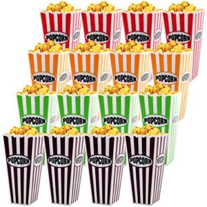 jucoan 16 pack plastic open-top popcorn box, 7.5 x 3.5 inch reusable popcorn containers for movie night, party