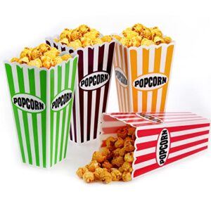 Jucoan 16 Pack Plastic Open-Top Popcorn Box, 7.5 x 3.5 Inch Reusable Popcorn Containers for Movie Night, Party