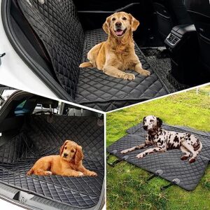 JSTHT Dog Car Seat Covers for Back Seat Waterproof Bench Seat Cover Protector Nonslip Durable Soft Pet Back Seat Covers for Car, Truck, & SUV (Black)