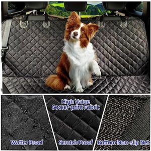 JSTHT Dog Car Seat Covers for Back Seat Waterproof Bench Seat Cover Protector Nonslip Durable Soft Pet Back Seat Covers for Car, Truck, & SUV (Black)