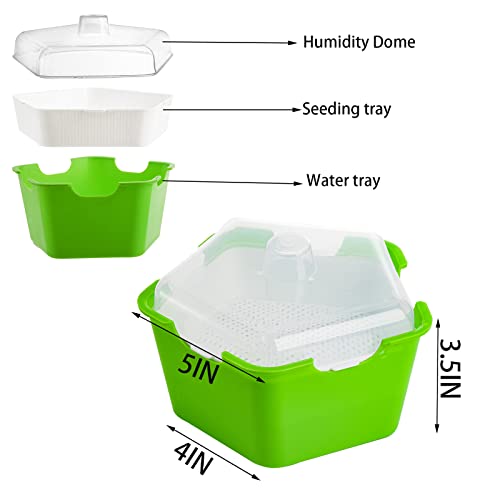 Cedilis 8 Pack Seed Sprouter Tray with Cover, Plastic Seed Germination Tray, BPA Free, Soil-Free, Great for Garden Home