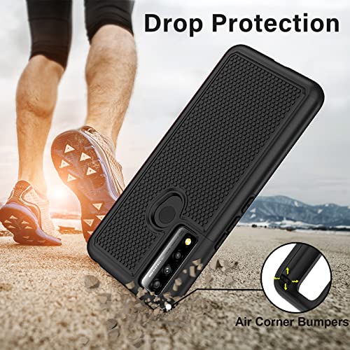 NTZW for TCL 30 XE 5G Case: Drop Protective Military Grade Armor Case Cover | Sturdy Anti-Slip Grip & Shock-Proof Silicone TPU Bumper | Dual-Layer Heavy Duty Protection Phone Case - Black