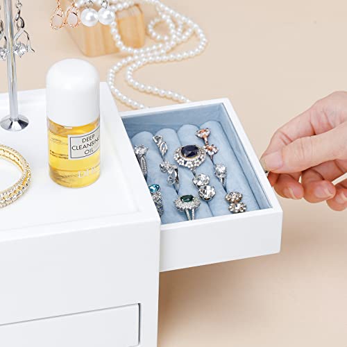 Homde Jewelry Organizer for Necklace Earrings Rings with Metal Hooks (White)