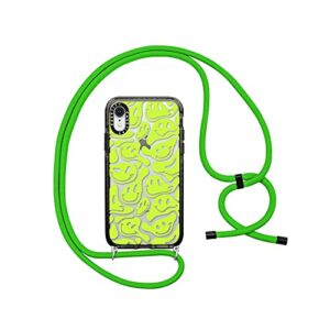 CASETiFY Impact Crossbody Sling Case for iPhone XR - Acid Smiles Neon Green - Neon Green String