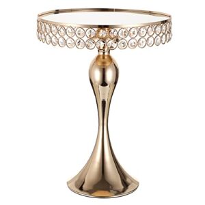 bstkey 12 inch wedding metal cake display stand with mirror top plate, gold cupcake stand with crystal beads decor pedestal, dessert stand for parties birthday baking party supplies centerpiece, round