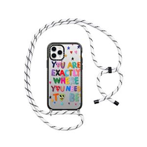 casetify impact crossbody sling case for iphone 11 pro - you are exactly - white w/black dots string