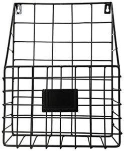 jiaxino nordic wrought iron storage basket magazine newspaper storage rack wall mount home decoration office debris storage basket (black)