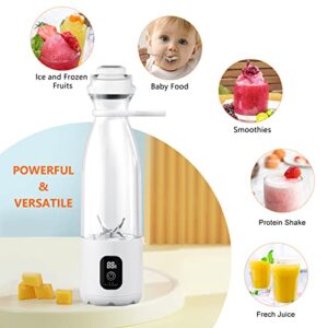 Portable Blender, Small Personal Blender for Shakes and Smoothies with 20oz Travel Bottle USB Rechargeable 300W Fresh Juice Blender Pulse Crush Ice Protein Shake Drink on the Go Blender BravoX White