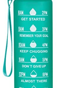 IDOKER Water Bottle, 32oz Gallon Water Bottle, BPA-Free, Sports Water Bottle with Straw, Reusable Water Bottle with Time Marker, Motivational Water Bottle for Fitness and Outdoor Enthusiasts.