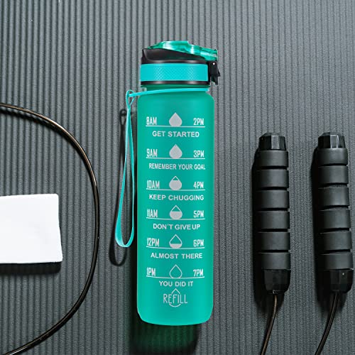 IDOKER Water Bottle, 32oz Gallon Water Bottle, BPA-Free, Sports Water Bottle with Straw, Reusable Water Bottle with Time Marker, Motivational Water Bottle for Fitness and Outdoor Enthusiasts.