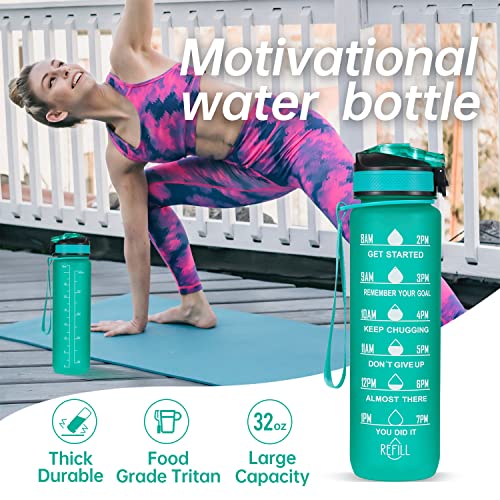 IDOKER Water Bottle, 32oz Gallon Water Bottle, BPA-Free, Sports Water Bottle with Straw, Reusable Water Bottle with Time Marker, Motivational Water Bottle for Fitness and Outdoor Enthusiasts.