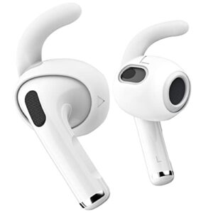 keybudz earbuddyz for airpods 3 ear hooks covers [added storage pouch] anti slip accessories compatible with apple airpod 3 - small, medium, large pairs (white)