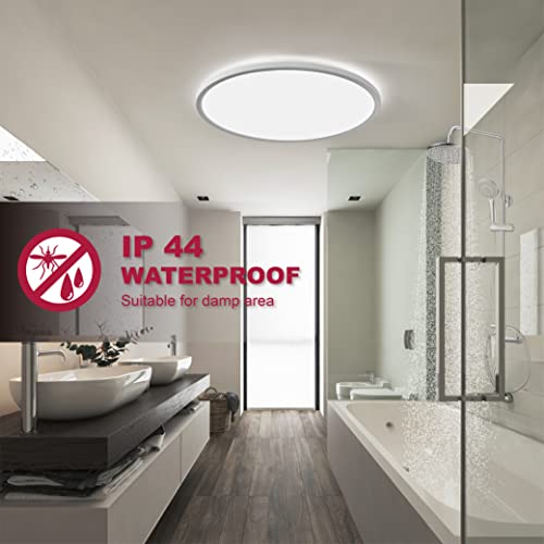BestLuz LED Flush Mount Ceiling Light Fixture with Remote, Waterproof 12 Inch Ultra-Thin Modern Round Fixture, 3000K/4000K/6500K Selectable & Dimmable for Bedroom/Kitchen/Bathroom