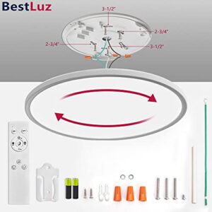 BestLuz LED Flush Mount Ceiling Light Fixture with Remote, Waterproof 12 Inch Ultra-Thin Modern Round Fixture, 3000K/4000K/6500K Selectable & Dimmable for Bedroom/Kitchen/Bathroom