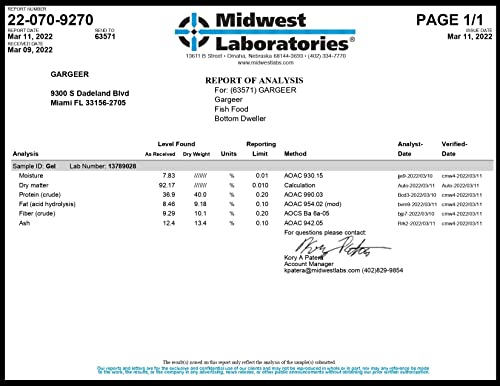 Gargeer 3oz Bottom Dweller Fish Food for Advanced Breeders. Complete Bottom Dweller Gel Diet for Both Juveniles & Adults. Made in The USA Using Premium Ingredients, Ocean Nutrition Gourmet Formula