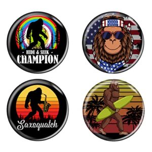 enthoozies bigfoot legendary creature sasquatch fridge magnets 1.5 inch diameter refrigerator magnet - 4 pack