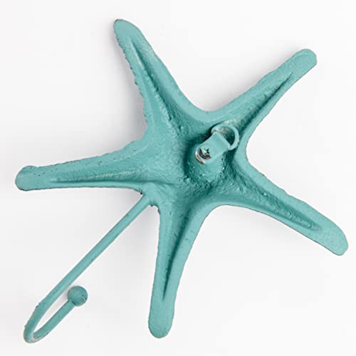 Giftcraft Set of 3 Starfish Shaped Decorative Hooks, Rack for Towels, Jackets, Hats, Metal Coat Hooks Made with Heavy Duty Cast Iron, Wall Mounted Coat Hanger, Unique Ocean Themed Home Decor