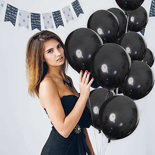 107pcs Black Balloon Garland Arch Kit 5” 10” 12” 18 inch Different Sizes Metallic Black Latex Party Helium Chrome Black Balloons Set for Wedding Birthday Party New Year's Day Decorations Supplies