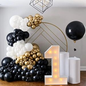 107pcs Black Balloon Garland Arch Kit 5” 10” 12” 18 inch Different Sizes Metallic Black Latex Party Helium Chrome Black Balloons Set for Wedding Birthday Party New Year's Day Decorations Supplies