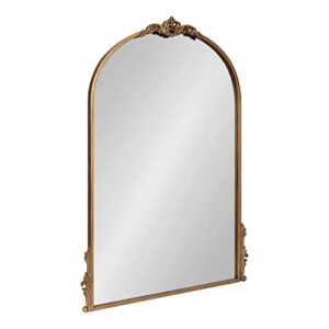 kate and laurel myrcelle traditional arched mirror, 25 x 33, gold, decorative large arch mirror with ornate garland detailing along the crown and edges of the frame