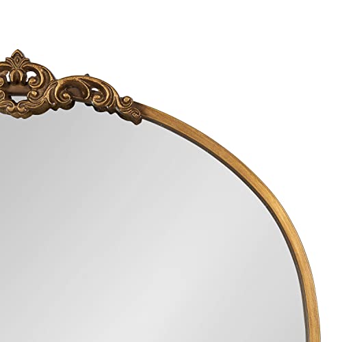 Kate and Laurel Myrcelle Traditional Arched Mirror, 25 x 33, Gold, Decorative Large Arch Mirror with Ornate Garland Detailing Along The Crown and Edges of The Frame