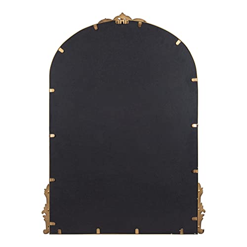 Kate and Laurel Myrcelle Traditional Arched Mirror, 25 x 33, Gold, Decorative Large Arch Mirror with Ornate Garland Detailing Along The Crown and Edges of The Frame